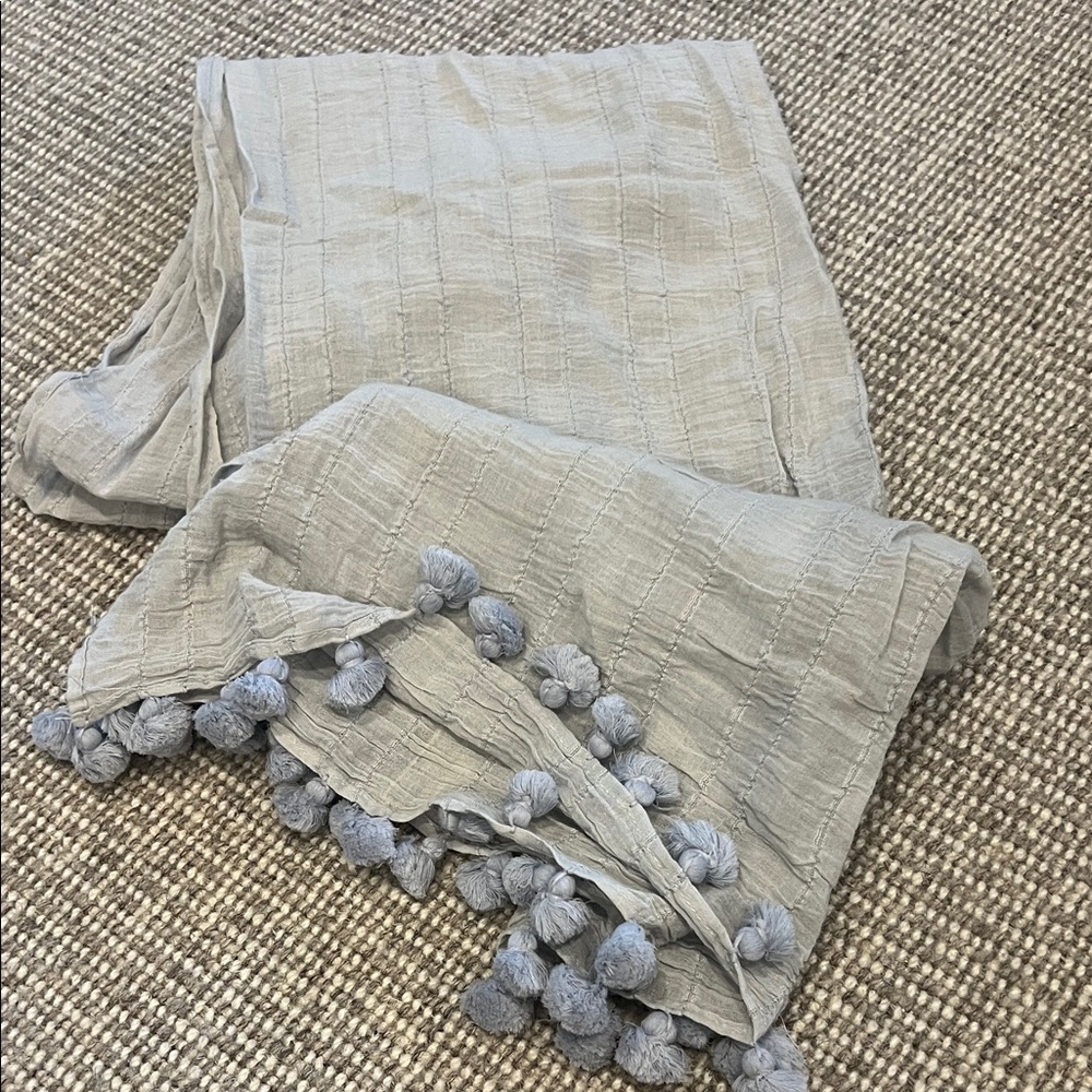 Eileen Fisher 100% organic cotton pale blue scarf
